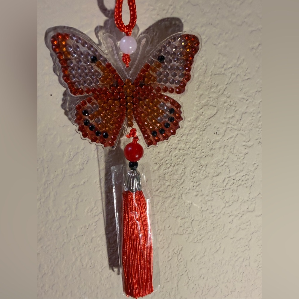Multi Beaded Butterfly Hanging Ornament/Car Tassel/Wind Chime - Picture 3 of 12